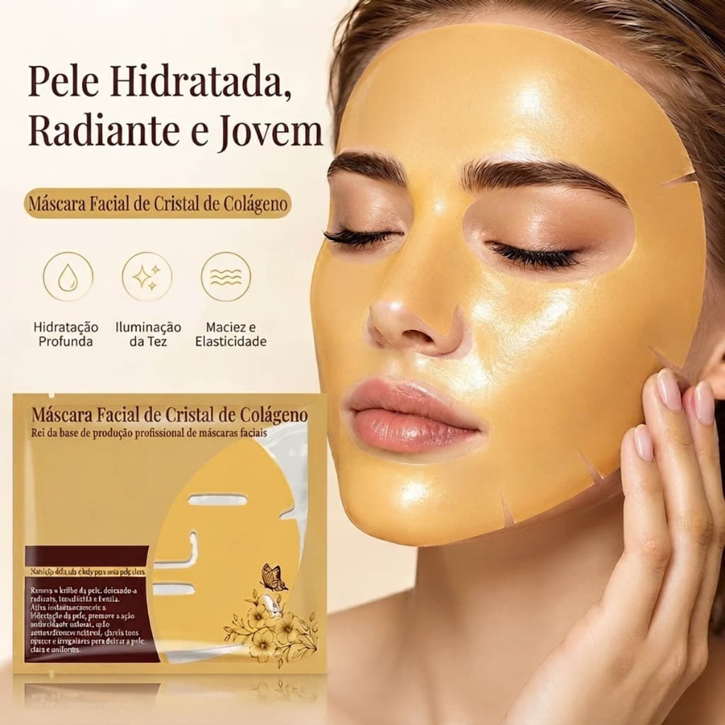 Kit 15 Máscara Facial 24k Colágeno e Vitamina C - Hidratação Profunda e Antienvelhecimento