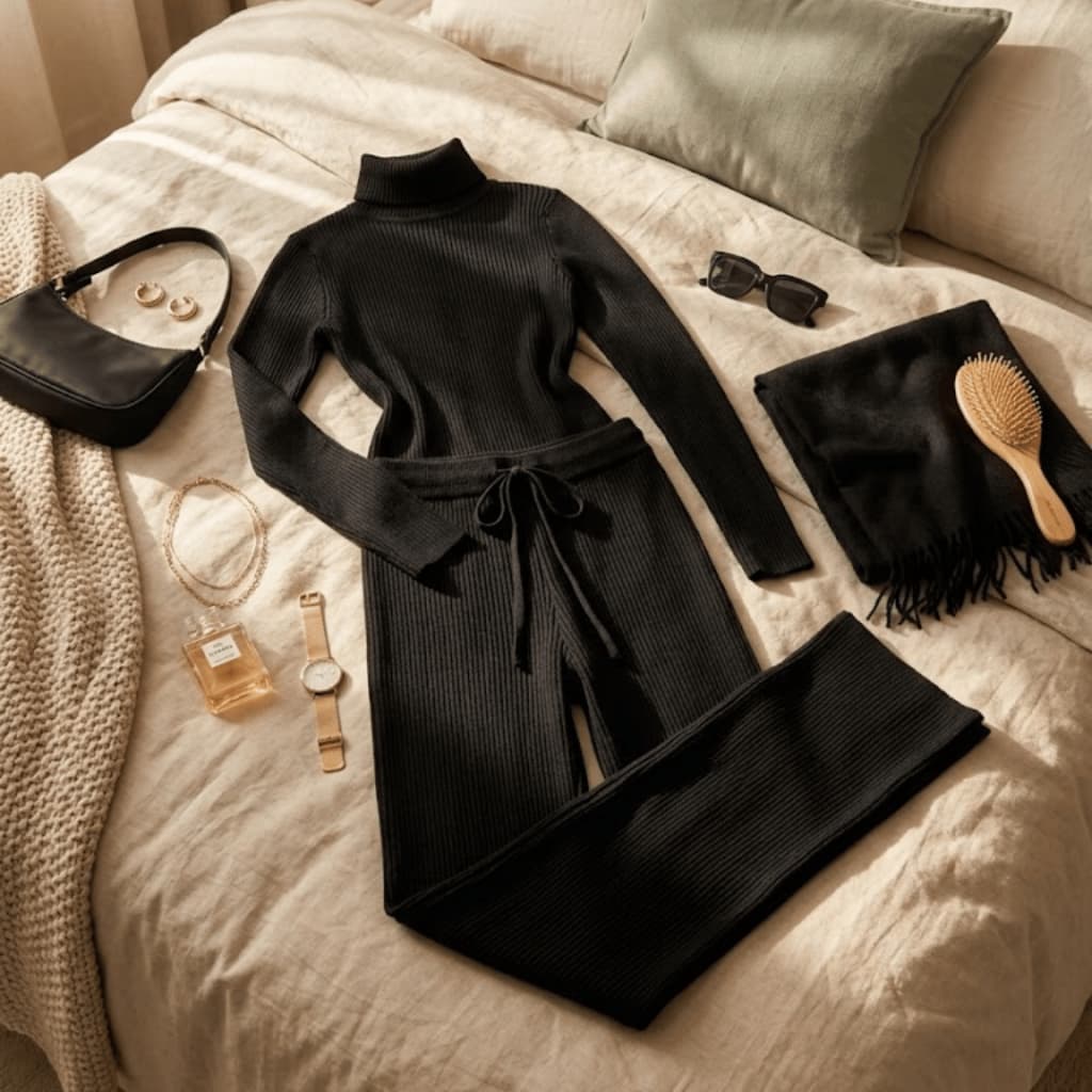 Conjunto Feminino Inverno Blusa Manga Longa + Calça Flare para Dias Frios Dia a Dia Rotina e Passeio