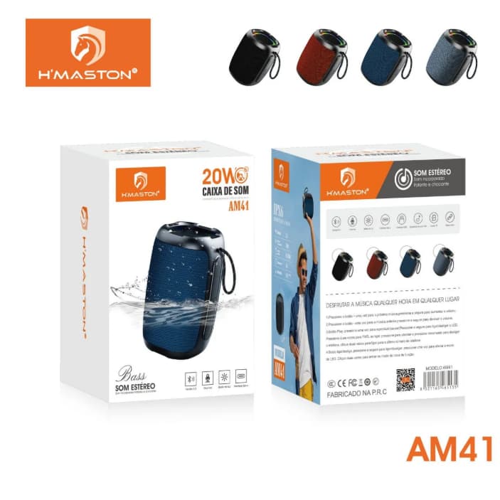 AM41 Caixa De Som Bluetooth 20w A Prova D'agua Alto Falante Led