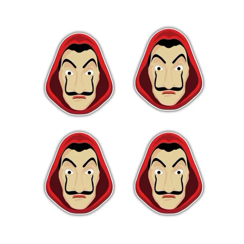 4 Adesivos La Casa de Papel  Netflix carro Moto decorativo 9x9cm
