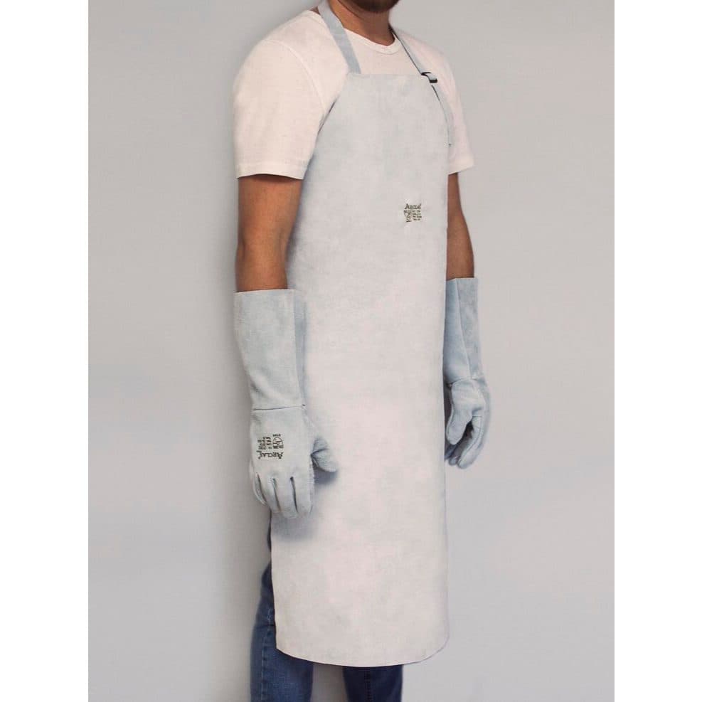 Avental simples raspa e  luva punho 15 cm  TAM 10 GG vaqueta mista kit soldador