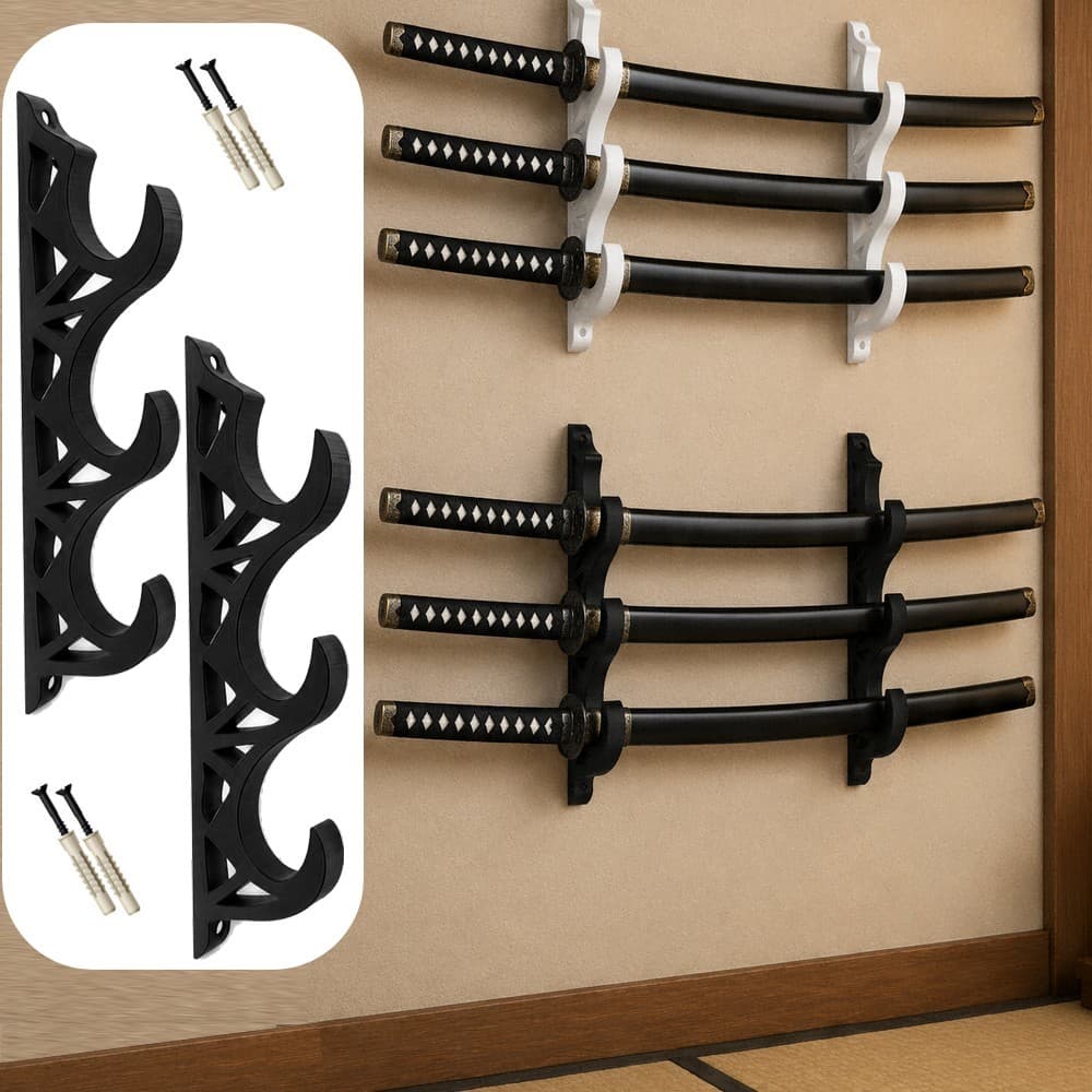 Kit Suporte Triplo Para Espada Samurai Katana Painel Ou Parede