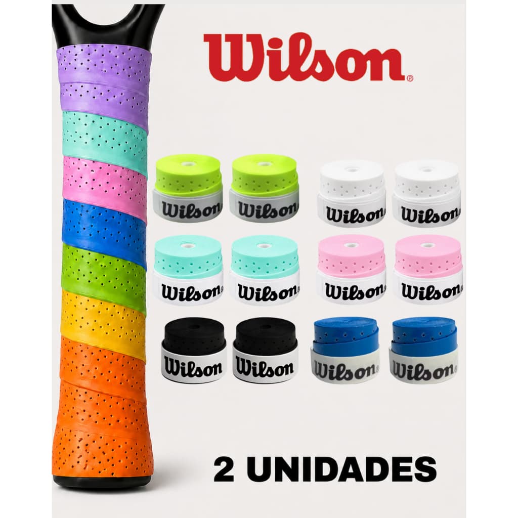 Kit 2 Overgrips Wilson Originais Antiderrapantes para Raquete de Beach Tennis, Tênis e Padel