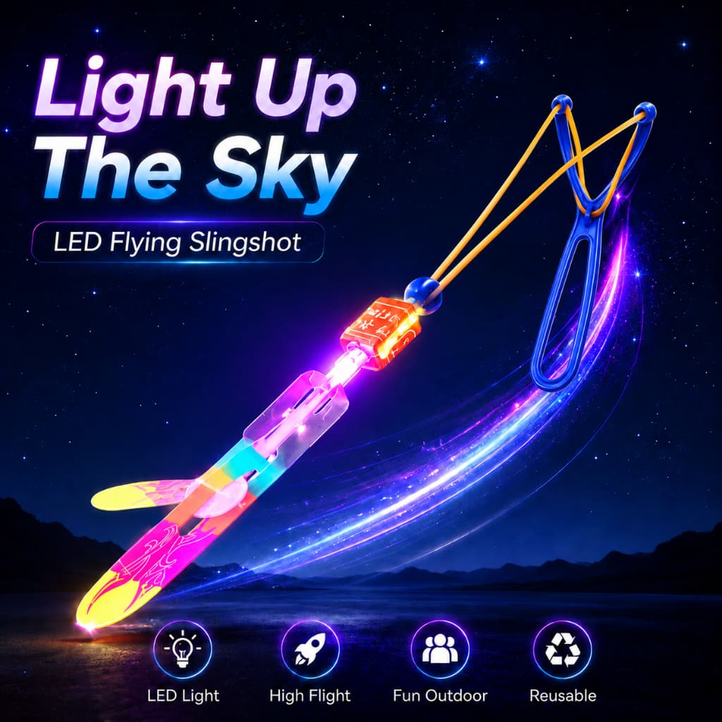 Lançador de estilingue voador com LED, conjunto de brinquedos para festa ao ar livre,disponível em 5, 10, 15 ou 20 peças
