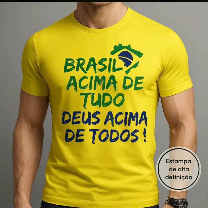 Camiseta brasil patriota Casual 100% Confortável Manga Curta Moda Verão algodão premium Enviamos em até 24h