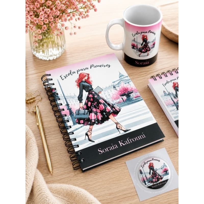 Kit Escola de Pioneiros curso de pioneira caderno caneca e bloquinho pioneiros