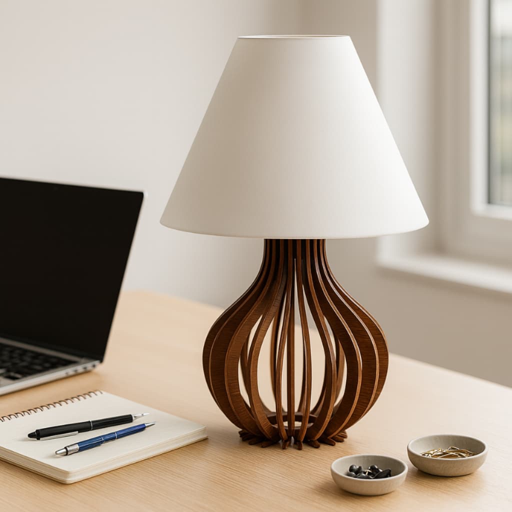Abajur Quarto Luminária Decoração Mesa Sala Escritório Criado Mudo Cupula em Tecido Elegante