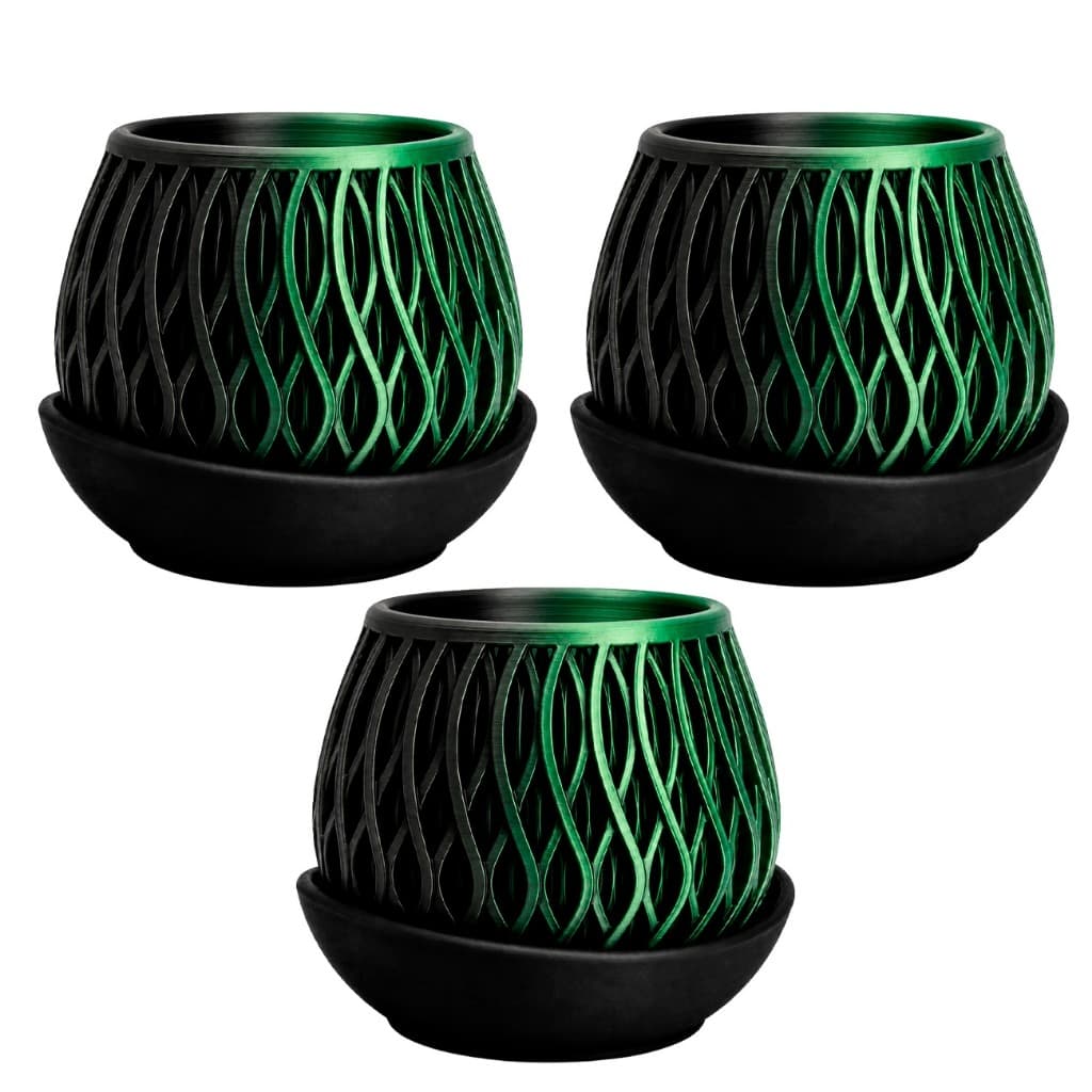 Kit 3 Vasos para Flores e Suculentas com Prato de Drenagem Alvão