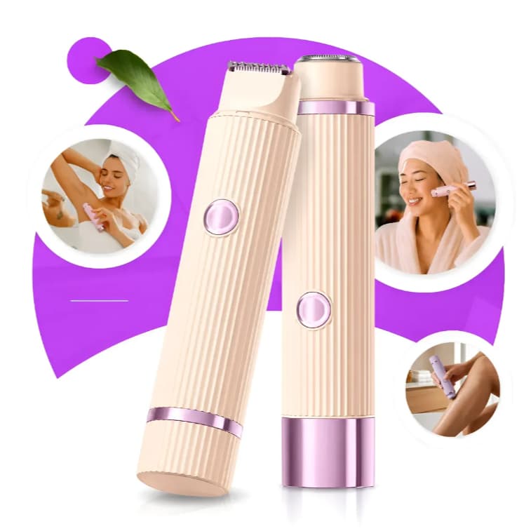 Depilador Elétrico Feminino 2 em 1 Recarregável USB com 2 Cabeças Navalha Dupla Portátil