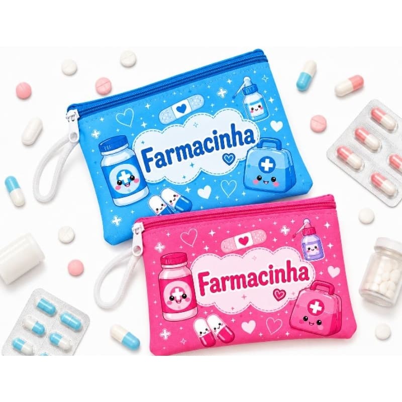 Kit 2 Necessaire Farmacinha Porta Remédios Organizador de Medicamentos farmacinha para viagem