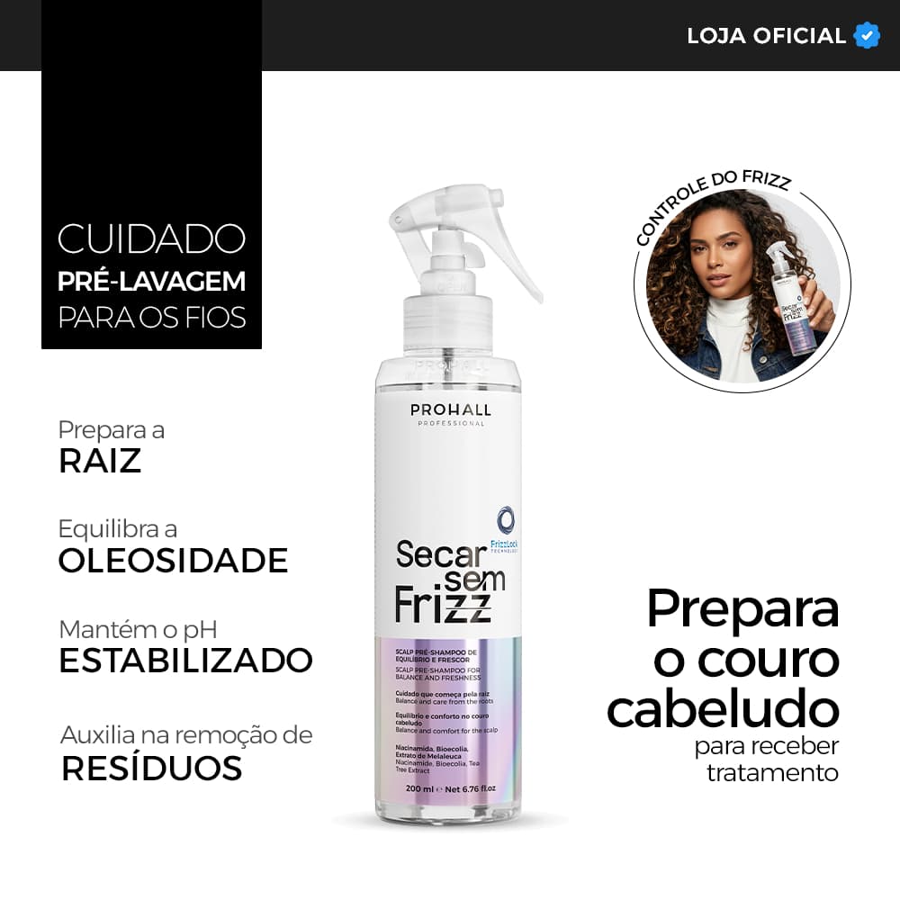 Pré-Shampoo Scalp Equilíbrio do Couro Cabeludo e Frescor Secar sem Frizz
