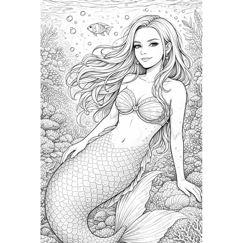 50 Desenhos para Colorir  Lindas Sereias Relaxamento | Arteterapia | Kit Antiestresse