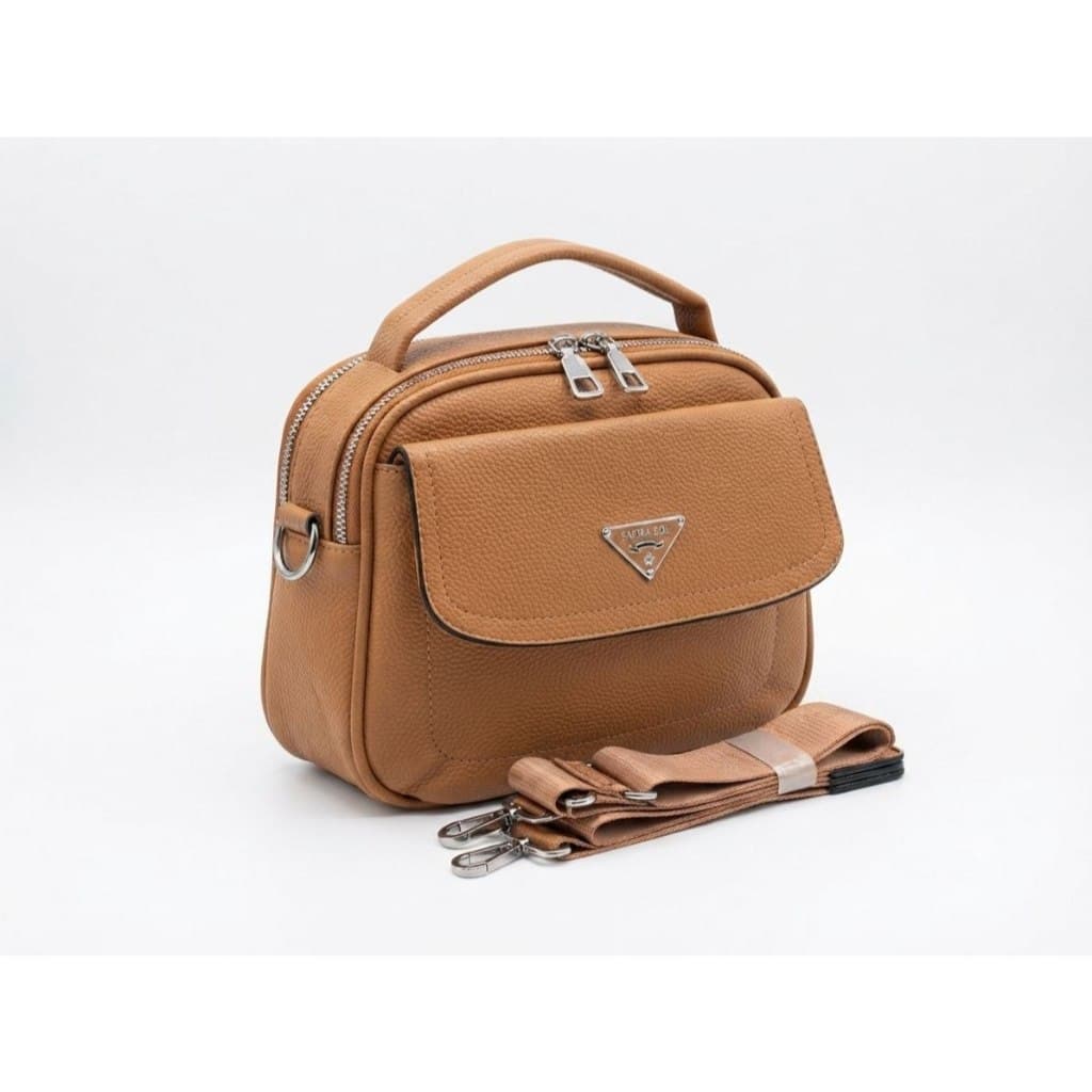 Bolsa Feminina Safira Sol Tiracolo  Transversal Elegante Couro Sintético com Bolso Frontal Preta