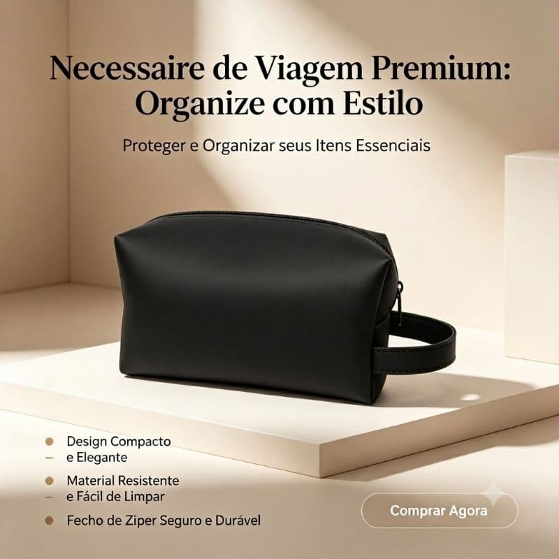 Necessaire Unissex de Viagem – Couro Sintético, Compacta e Resistente para Uso Diário