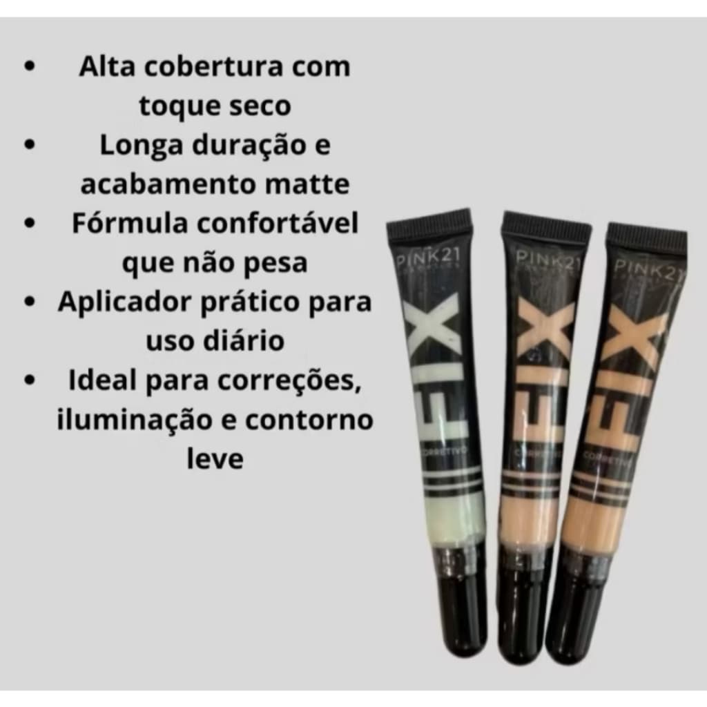 Corretivo Líquido Fix Pink 21 Camuflagem