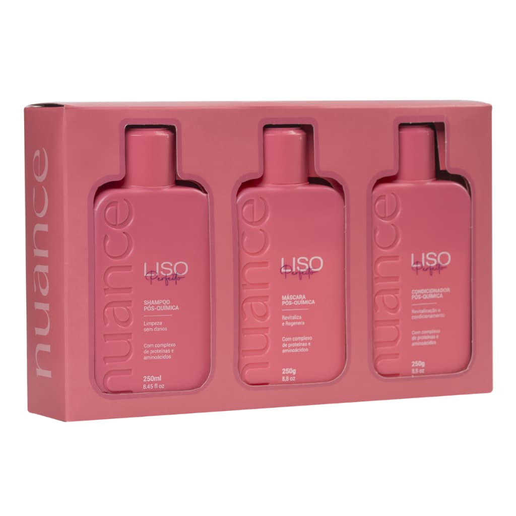Kit Pós Química Nuance Liso Perfeito Shampoo Máscara Condicionador 3 Itens