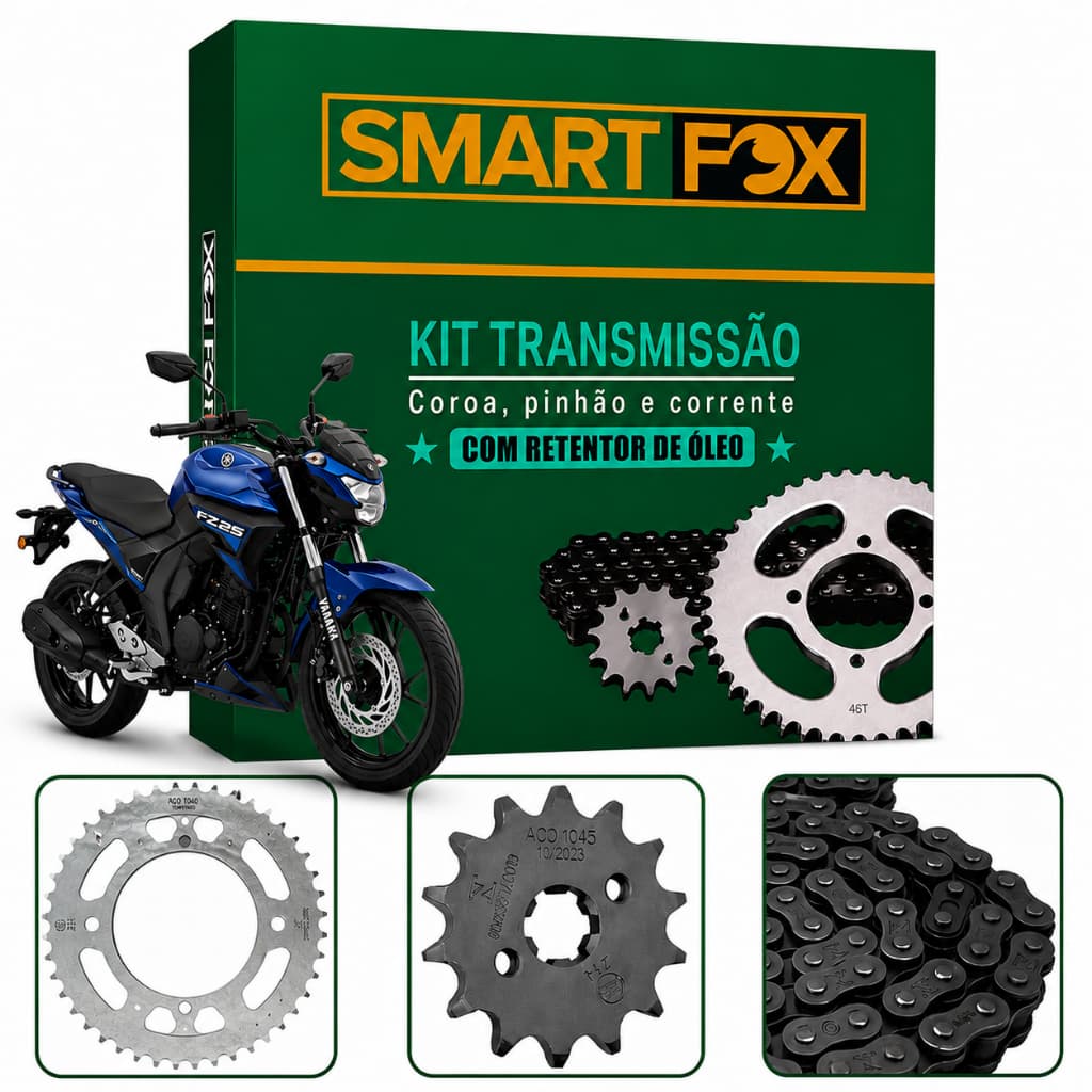 Kit Relação Transmissão Yamaha Ys 250 Fazer Fz25 2018 A 2025 Com Retentor