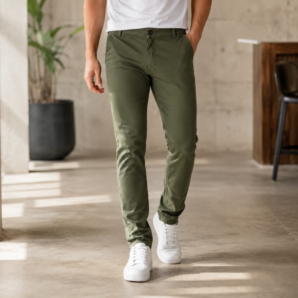 Calca Masculina Sarja Premium Elastano Confortável Algodão Elegante Moderna Casual Alta Qualidade Homem Varias Cores
