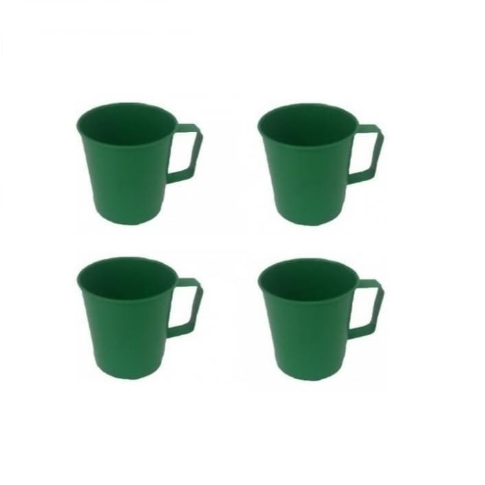Caneca Plástica Infantil Merenda Escolar Verde 300 Ml - 4 Pç