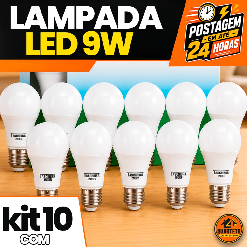 Kit 10 Lâmpada Led 9W Soquete E27 Bivolt 6500K