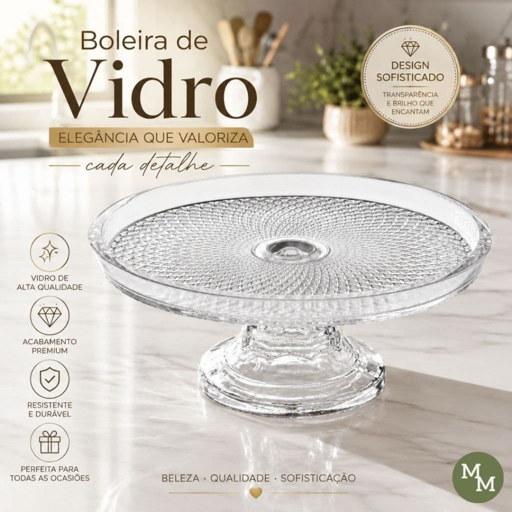 Prato de Vidro com Pé | Elegância para Servir Carnes, Frios e Sobremesas