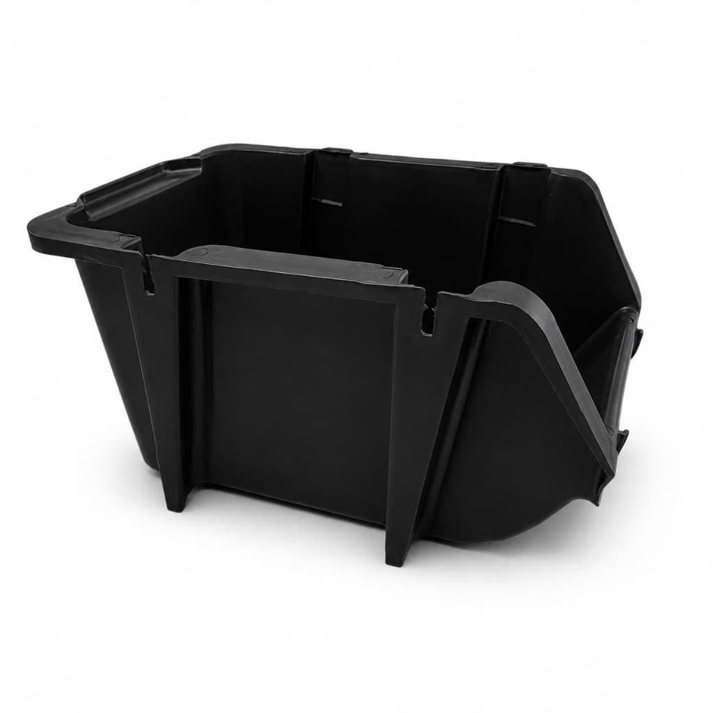 kit 10 unidades Caixa organizadora bin preta N7 com porta etiqueta Gaveta plástica gaveteira número 7 encaixe lateral