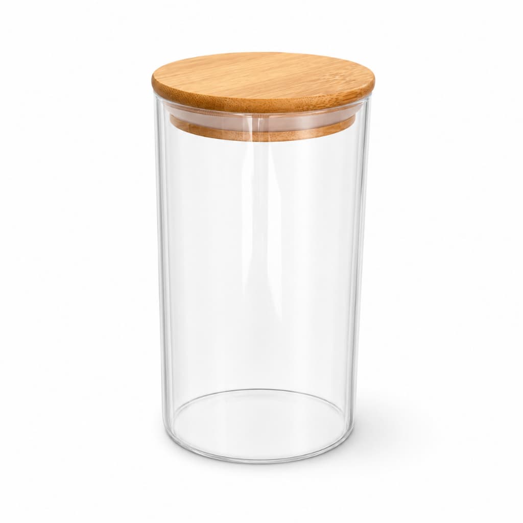 Pote Hermético de Vidro 800ml Tampa de Bambu Vedação Silicone