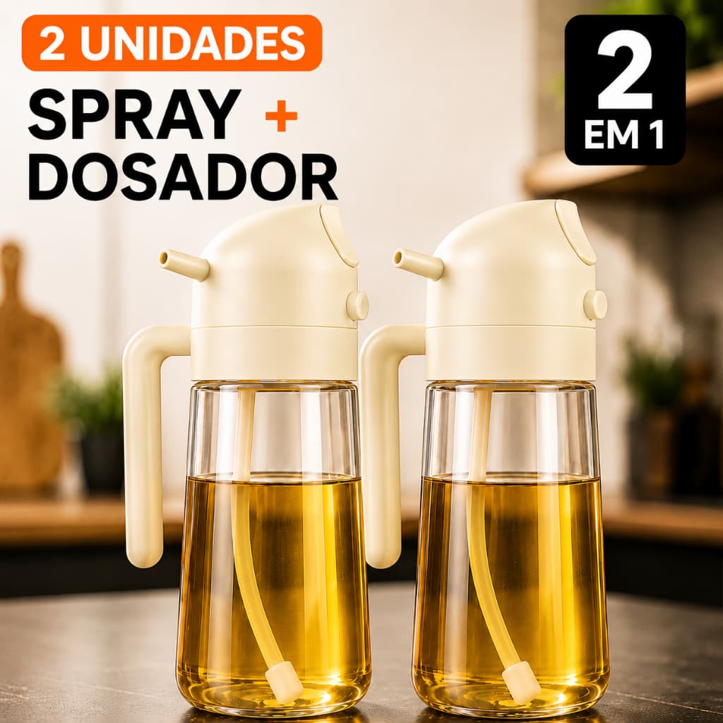 Porta Azeite Óleo Vinagre 2 em 1 Galheteiro de Vidro Spray 480ml