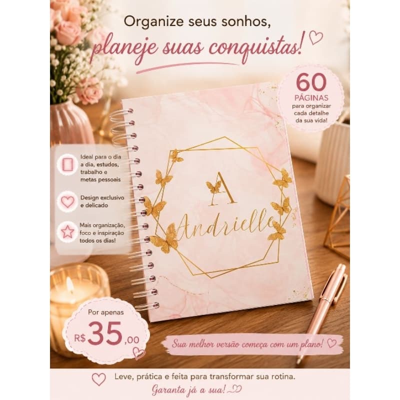 Agenda personalizada com o nome.
