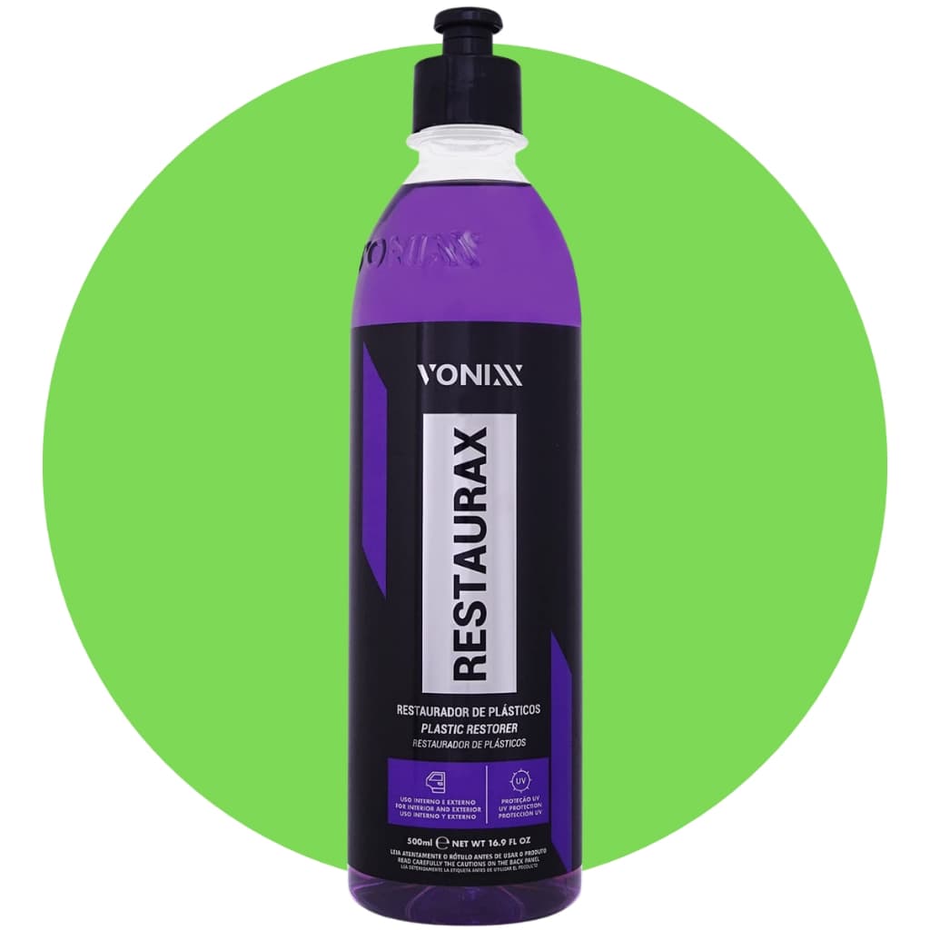 Restaurador De Plásticos Restaurax Vonixx 500ml Revitaliza Para-choque Painel Com Proteção UV