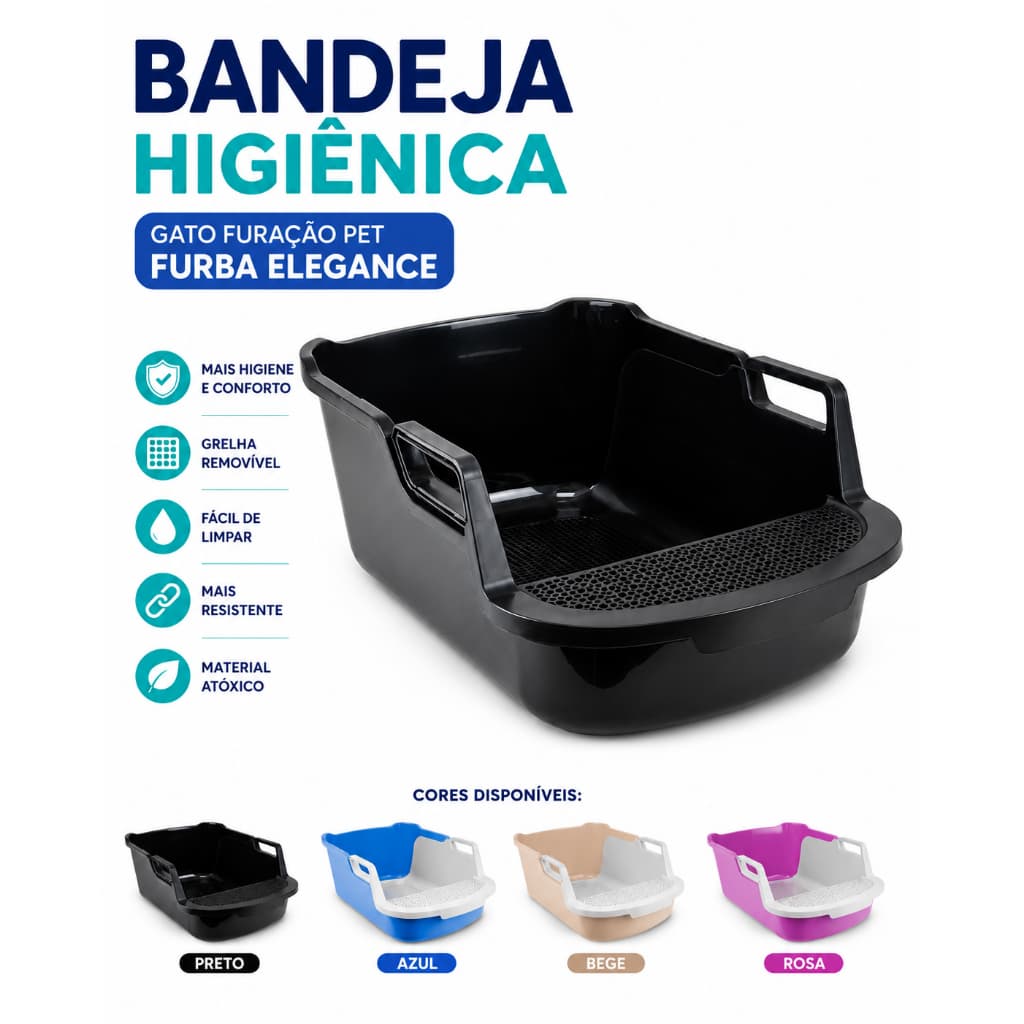 Caixa de Areia Bandeja Grande para Gatos com Peneira Removível Fácil de Limpar Furacão Pet