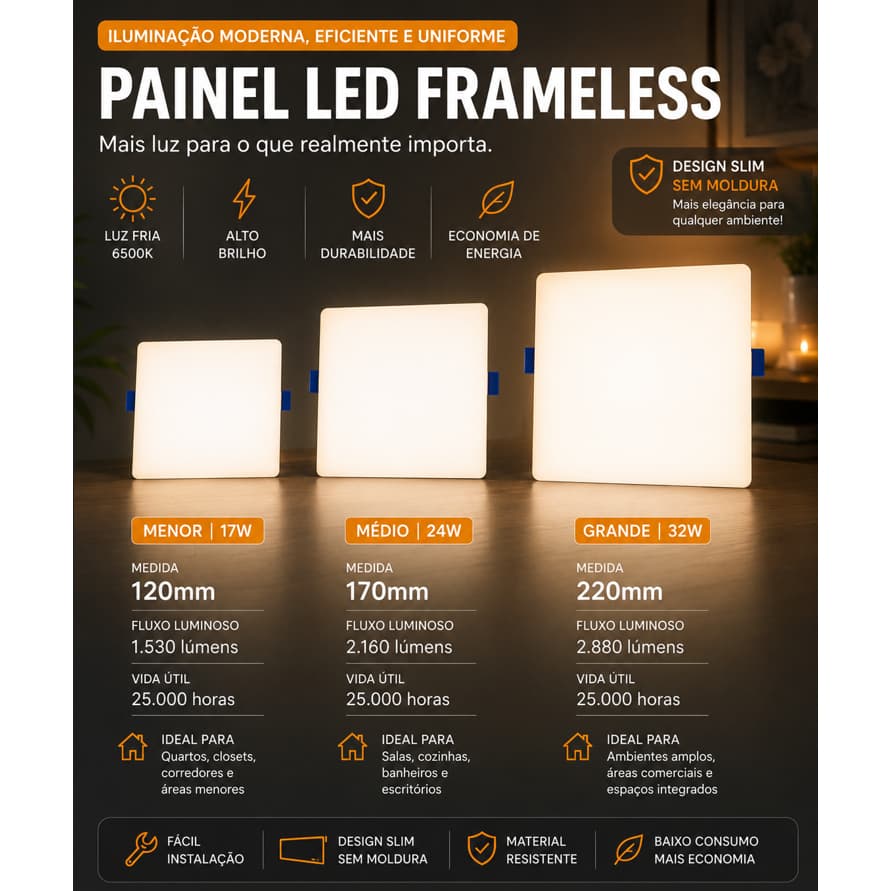Paflon LED/ Luminaria - Sobrepor - Luz de Teto - Blumenau 6500k Branco