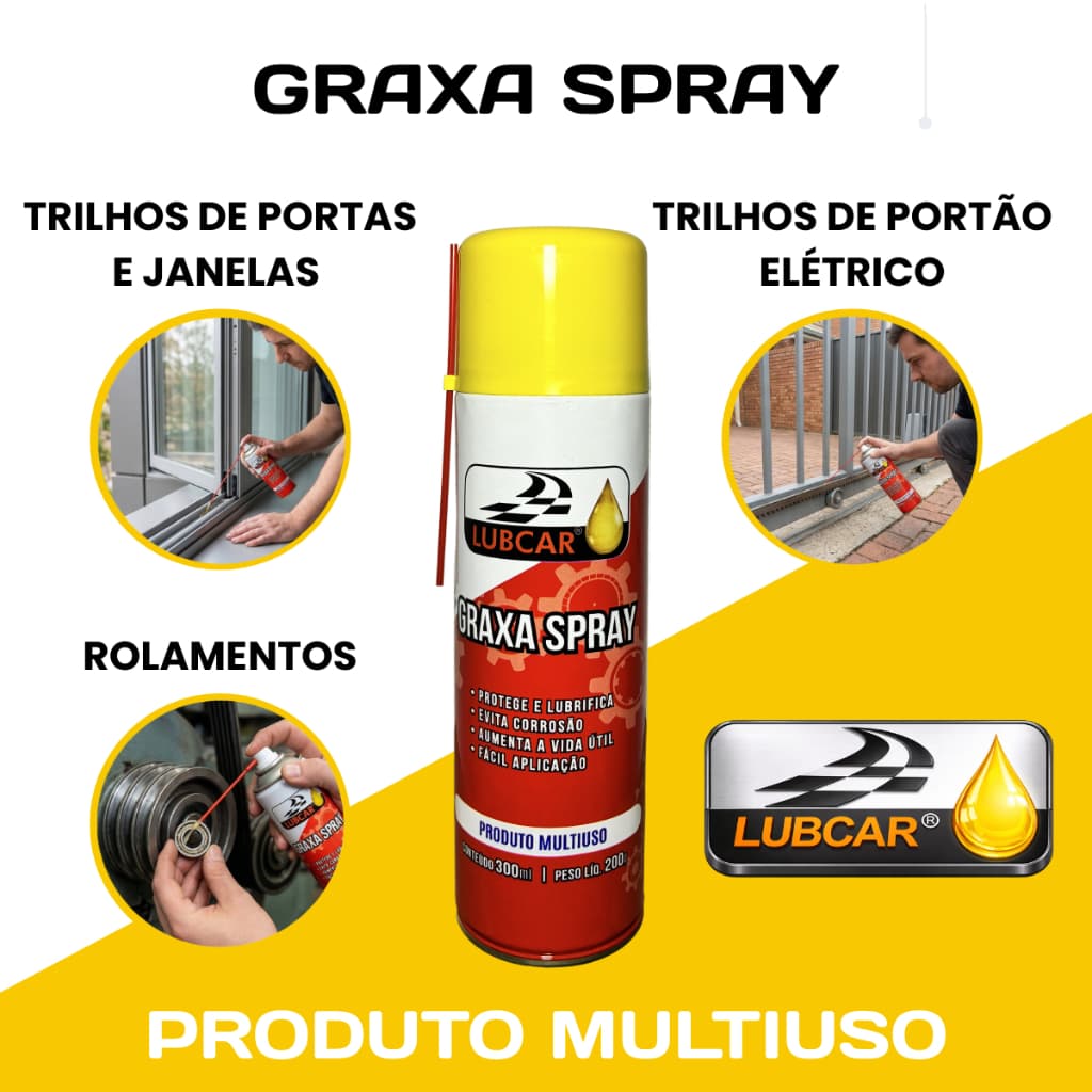 Graxa Spray (Azul) 300ml Lubcar – Lubrificante Multiuso Rolamento Engrenagem Trilho