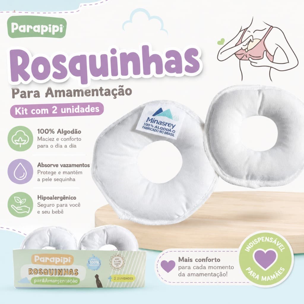 Rosquinha Para Seios 100% Algodão Reutilizáveis Lavável Amamentação Absorventes e Conchas Protetoras
