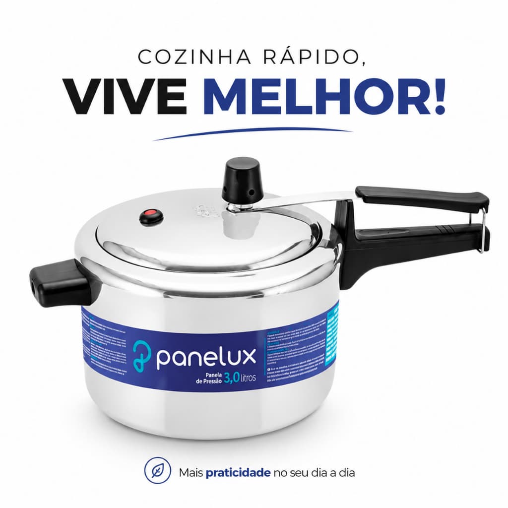 Panela de Pressão Pequena de 3Litros Alumínio Polido 3L Classic Panelux