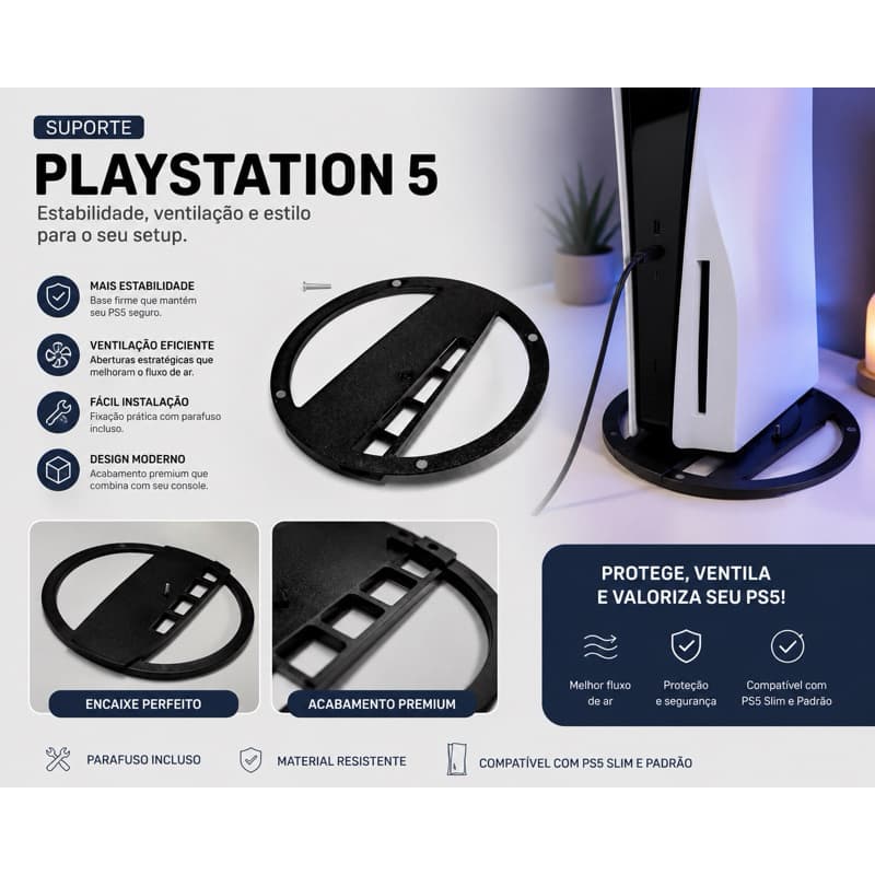 Suporte redondo para PlayStation 5