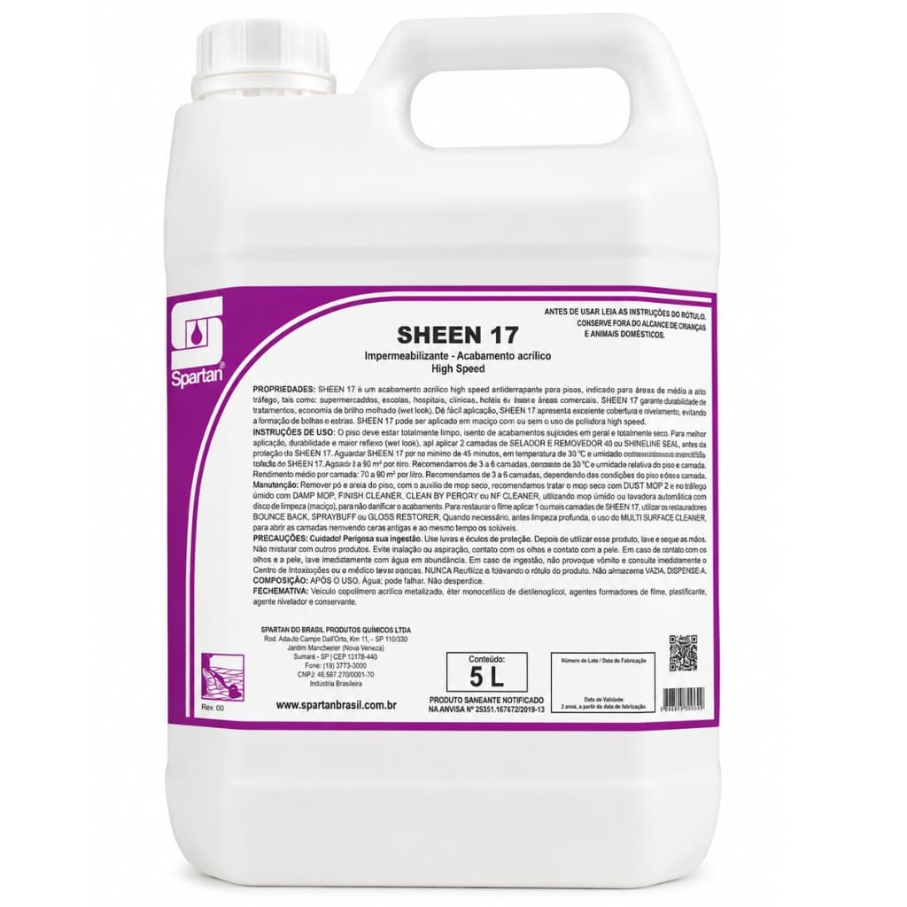 Sheen 17 Spartan Produto De Limpeza Piso Cera Acabamento Acrilico Impermeabilizante