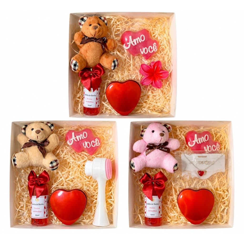 Kit Presente Spa Artesanal Sabonete Coração Vela de Massagem e Geleia de Banho