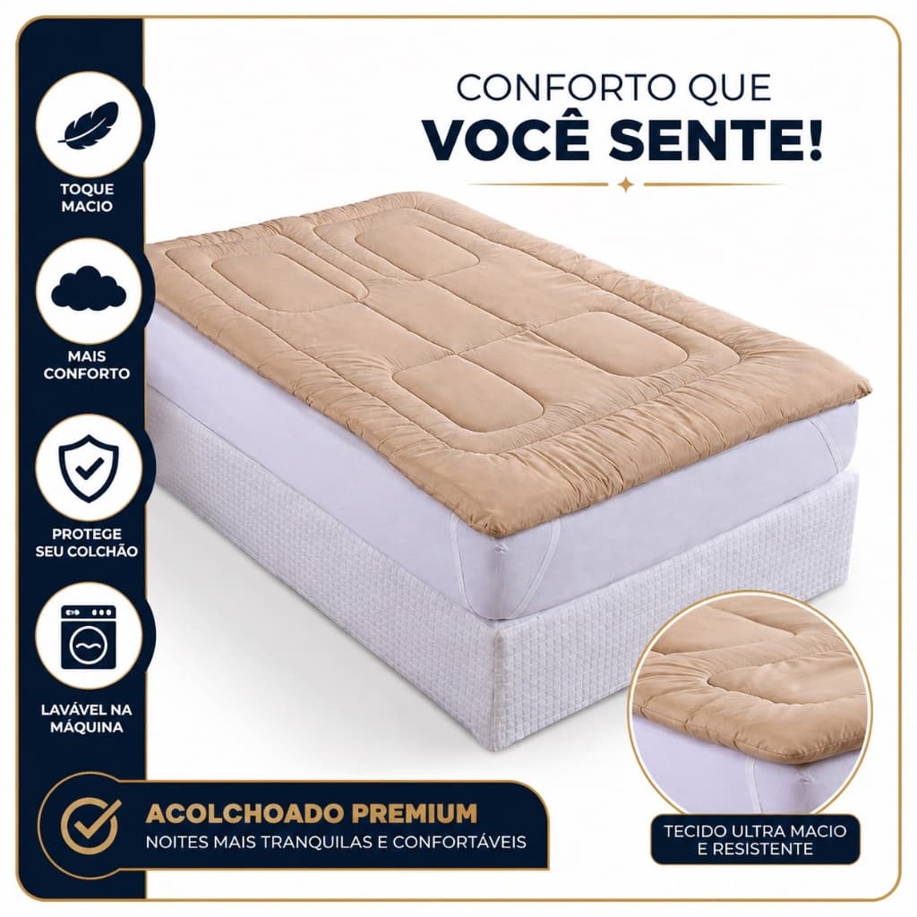 Pillow Top Solteiro Protetor de colchão Micropercal 200 Fios Avelã