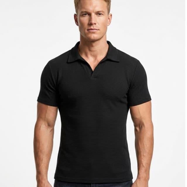 Polo Italiana texturizada sem botão premium slim