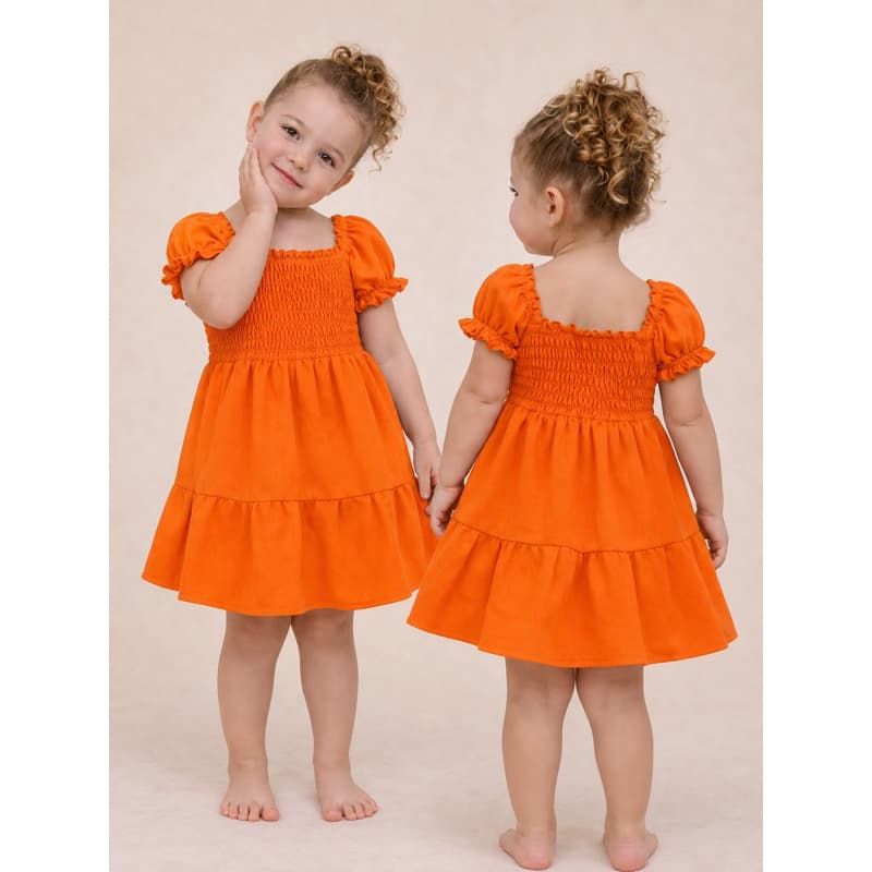 Vestido Infantil laranja festa passeio fresquinho