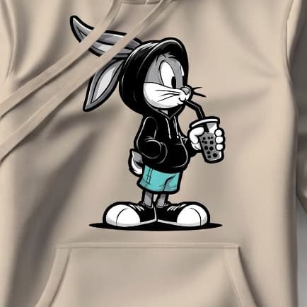 Moletom Pernalonga Canguru Com Bolso Frontal e Capuz Coelho Blusa de Frio Premium Streetwear Casaco