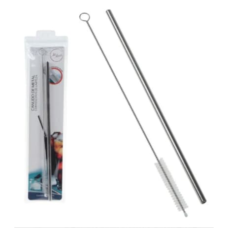 Canudo De Metal Aço Inox Reutilizável Com Escova De Limpeza