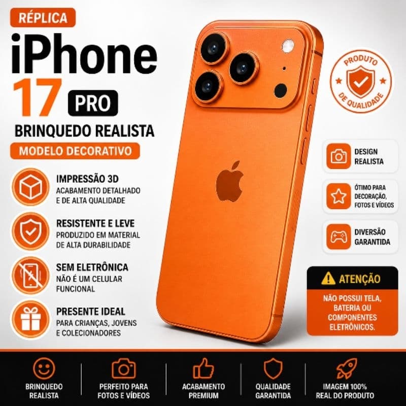 iPhone 17 Pro Max Brinquedo | Celular Infantil Sem Eletrônica | Réplica Realista | Presente | Decoração