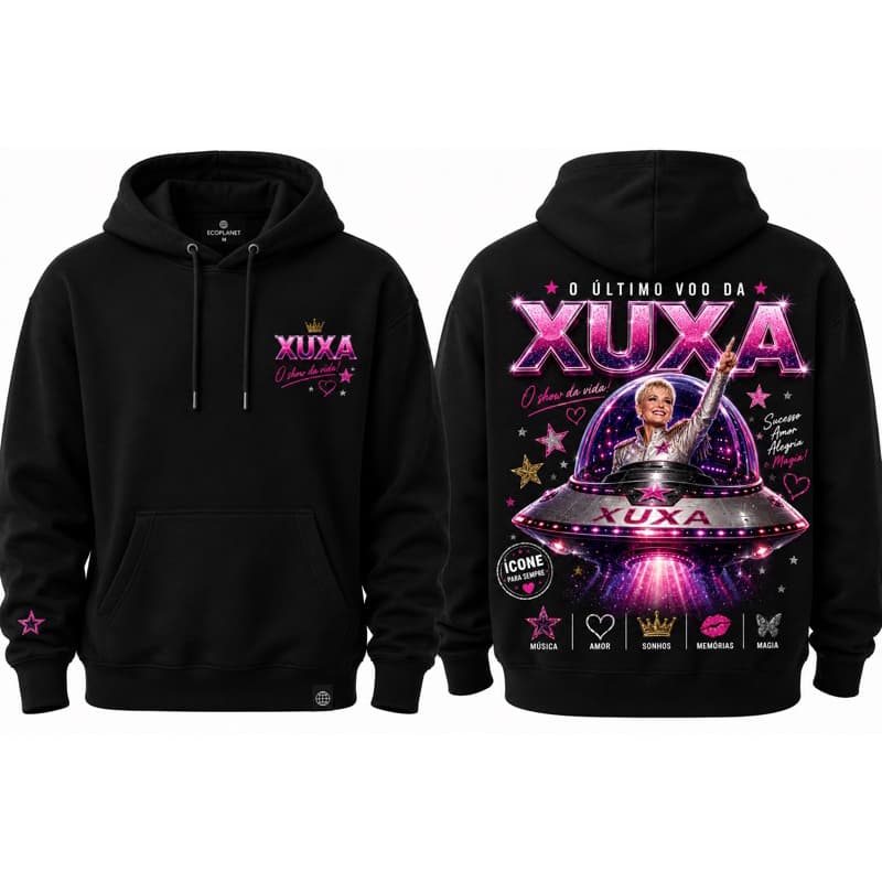 Moletom feminino Xuxa O Último Voo com Capuz e bolso na frete envio rápido
