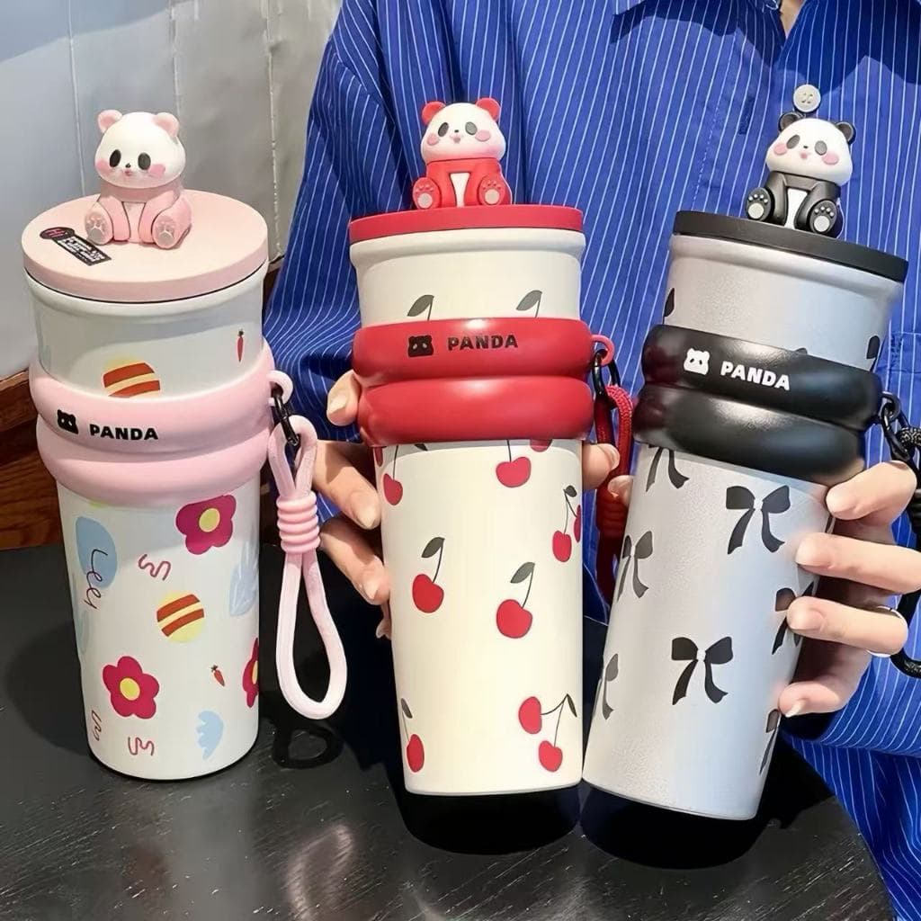 Copo Garrafa Térmica Portátil Inox com Canudo E Tampa 700ml para Café Água e Bebidas Quentes Geladas