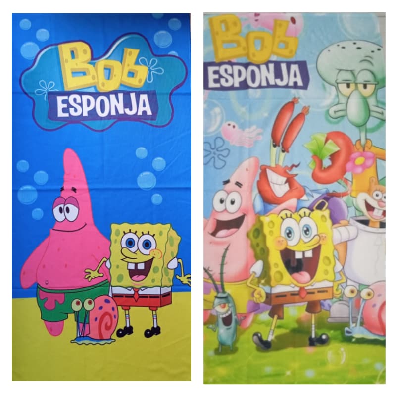 Kit 2 Toalhas De Banho Infantil Praia Piscina Bob Esponja Em Dobro