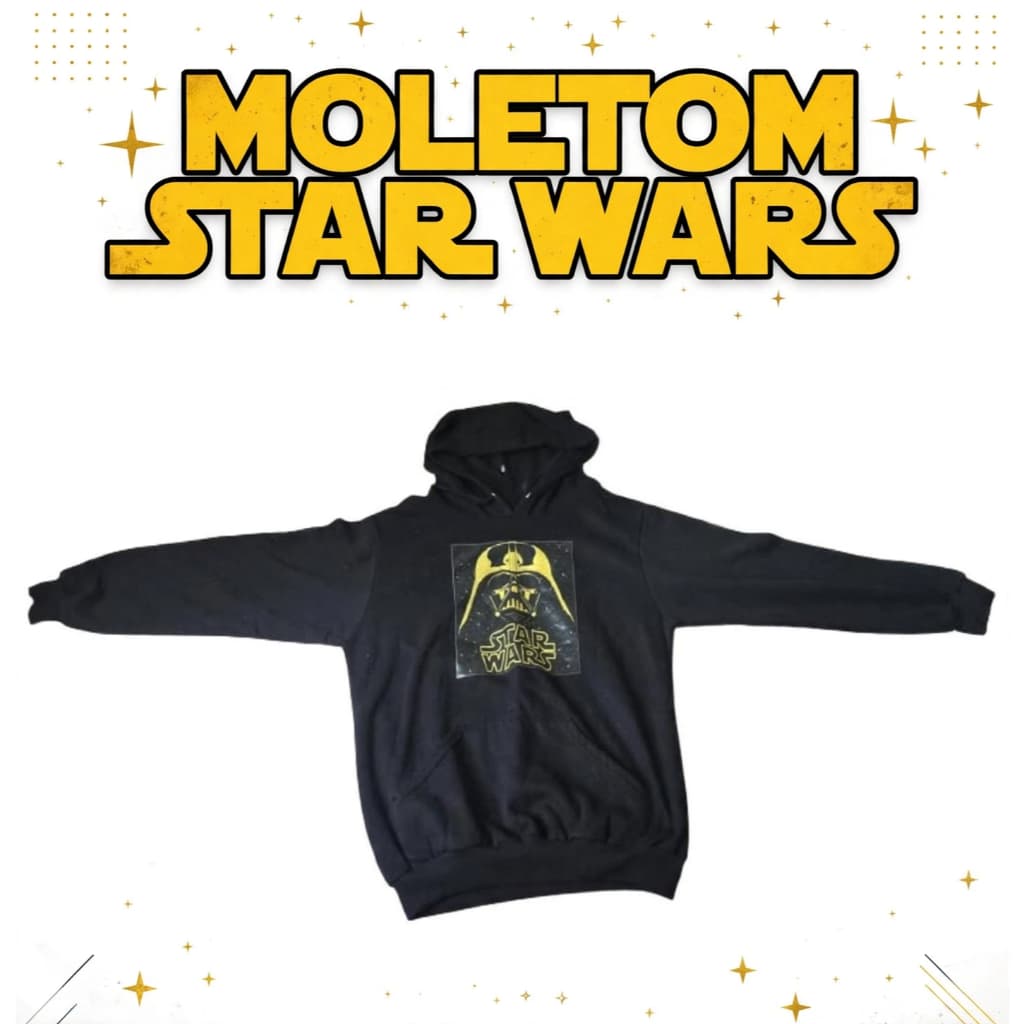 Moletom c/ estampa do Darth Vader e logotipo de Star Wars preto (Tamanho G) c/ capuz / tras liso