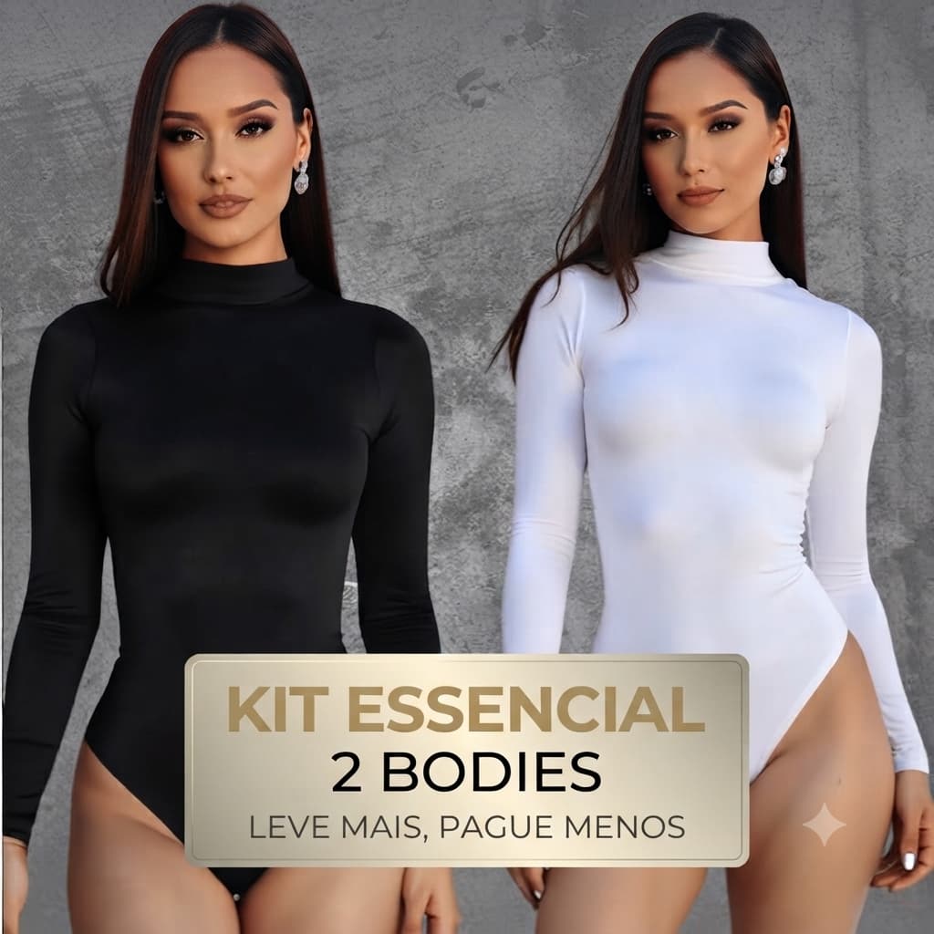 Kit 2 Body Gola Alta Manga Longa Suplex Premium - Blusa Feminina Tamanho Único