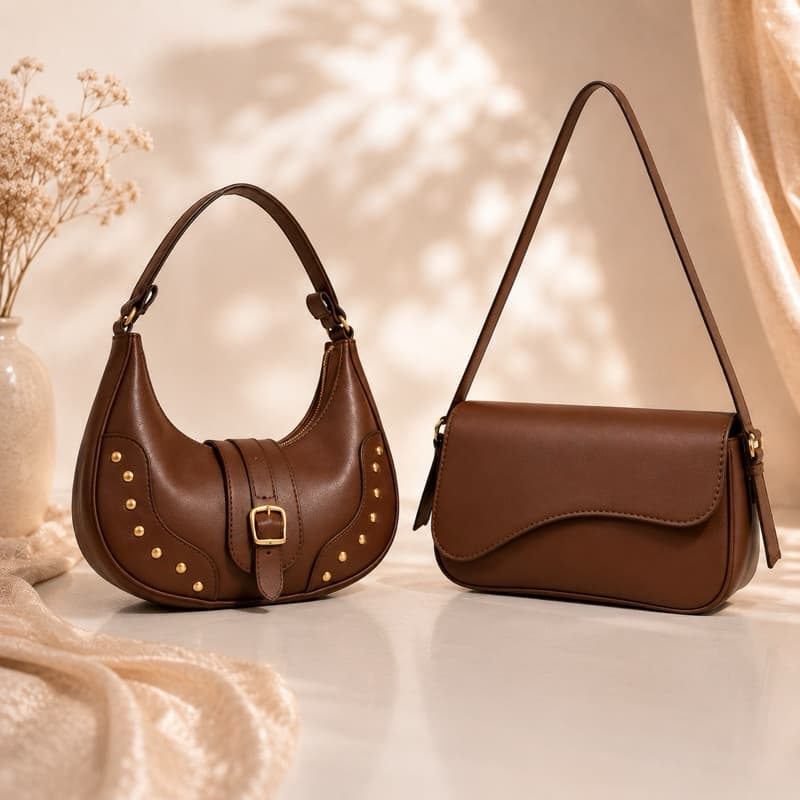 kit Bolsa Feminina Baguete Alça de Ombro Couro PU Casual Chique